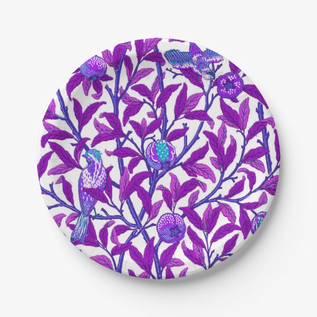 Art Nouveau Bird & Pomegranate, Amethyst Lila Pappteller (Vorderseite)