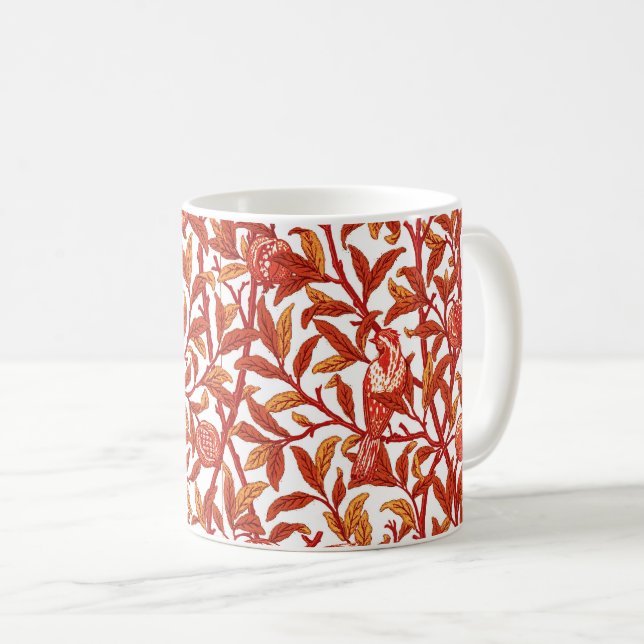 Art Nouveau Bird & Pomegranate, Mandarin Orange Kaffeetasse (VorderseiteRechts)