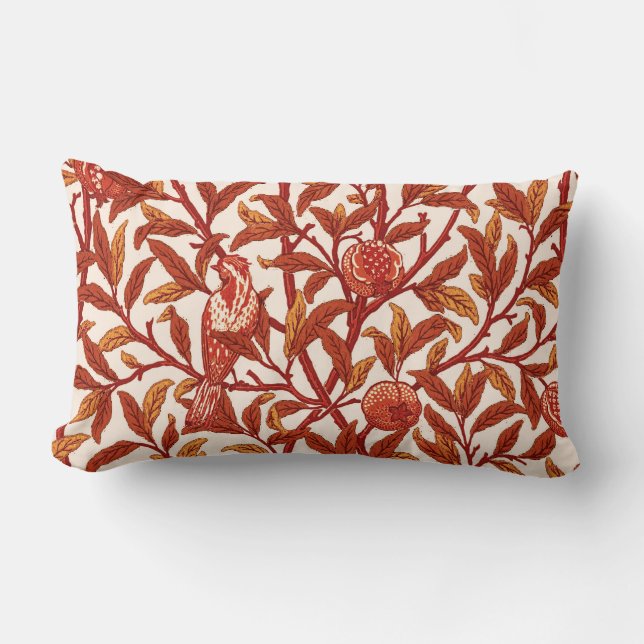 Art Nouveau Bird & Pomegranate, Mandarin Orange Lendenkissen (Vorderseite)