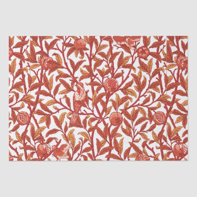 Art Nouveau Bird & Pomegranate, Mandarin Orange Seidenpapier (Vorderseite)