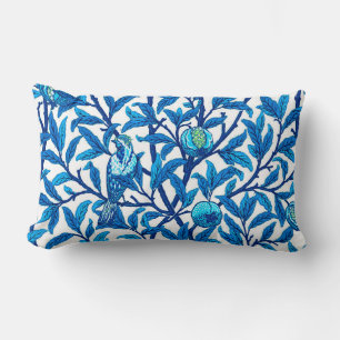 Art Nouveau Bird und Pomegranat, Cobalt Blue Lendenkissen