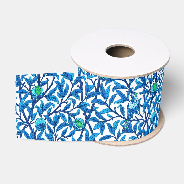 Art Nouveau Bird und Pomegranat, Cobalt Blue Ripsband (Spule)