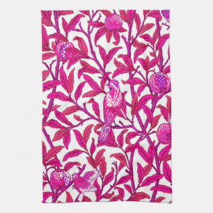 Art Nouveau Bird und Pomegranat, Fuchsia & Violet Küchentuch