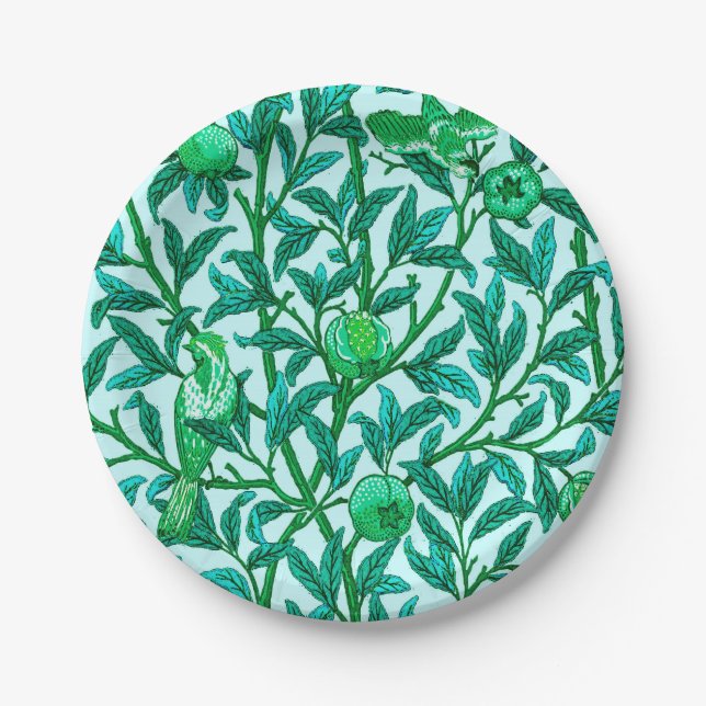 Art Nouveau Bird und Pomegranat, Türkis Pappteller (Vorderseite)