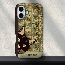Art Nouveau Birds Funny Curry Cat Floral iPhone 16 Hülle