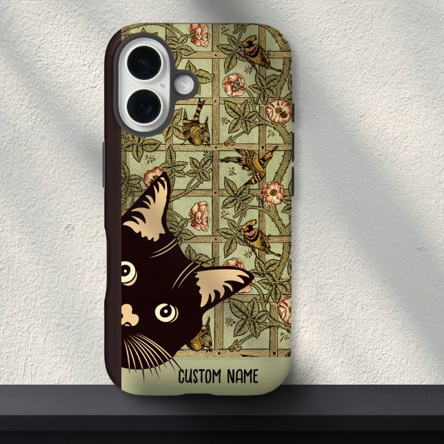 Art Nouveau Birds Funny Curry Cat Floral iPhone 16 Hülle (Von Creator hochgeladen)