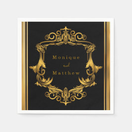 Art Nouveau Black and Gold Royal Wedding Serviette