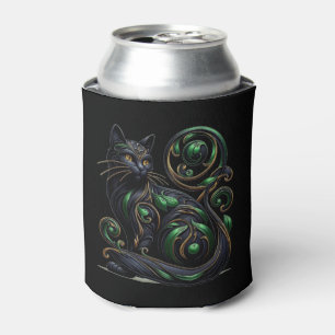 Art Nouveau Black Cat Celtic Can Cooler Dosenkühler