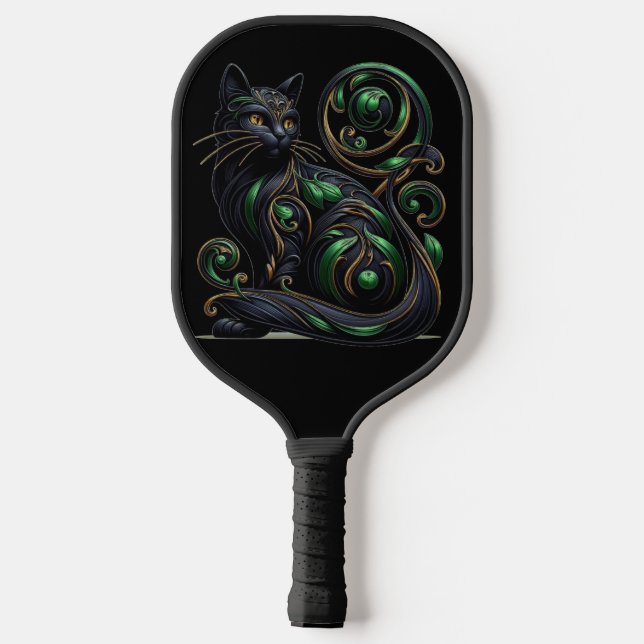 Art Nouveau Black Cat Pickleball Paddle (Rückseite)