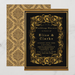 Art Nouveau Black Gold Royal Polterabend Einladung