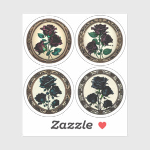 Art Nouveau Black Rose Rote Rose Auswahl #1 Aufkleber