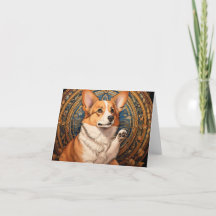 Art Nouveau Blank Corgi Merci Cartes