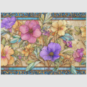 Art Nouveau Bleiglas Blumen Seidenpapier