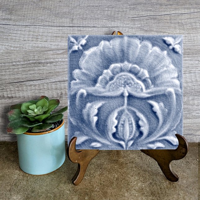 Art Nouveau Blue Floral Antique Hübsch aussehen Fliese (Von Creator hochgeladen)