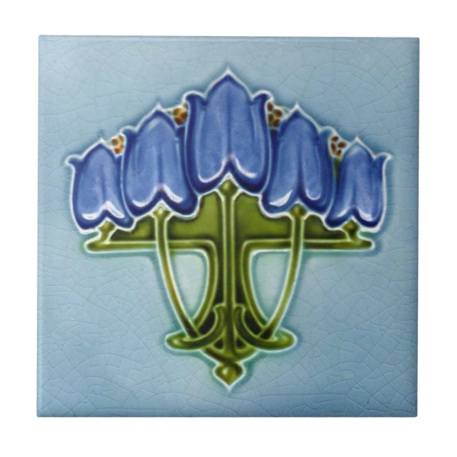 Art Nouveau Blue Floral Imitats Relax Fliese (Vorderseite)