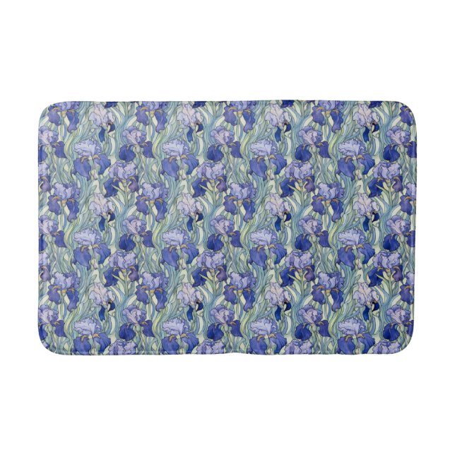 Art Nouveau Blue Iris Badematte (Vorderseite)