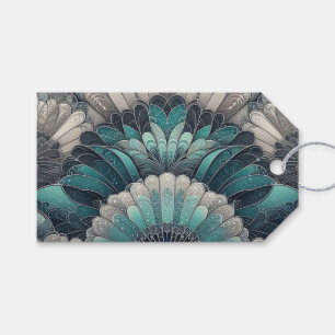 Art Nouveau Blue und Silver Fans Geschenkanhänger