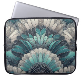 Art Nouveau Blue und Silver Fans Laptopschutzhülle