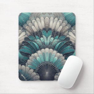 Art Nouveau Blue und Silver Fans Mousepad