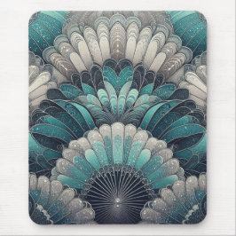 Art Nouveau Blue und Silver Fans Mousepad