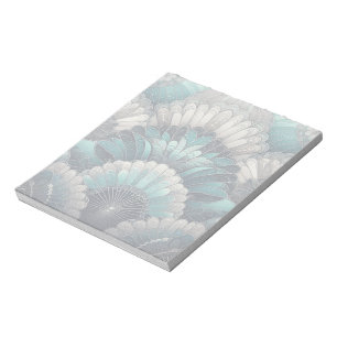 Art Nouveau Blue und Silver Fans Notizblock