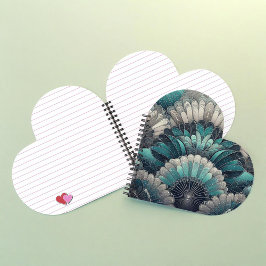 Art Nouveau Blue und Silver Fans Notizbuch