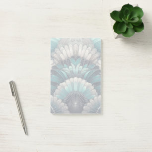 Art Nouveau Blue und Silver Fans Post-it Klebezettel