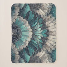 Art Nouveau Blue und Silver Fans
