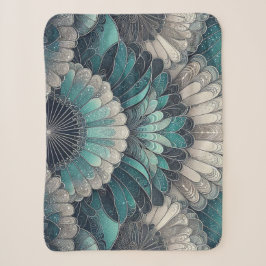 Art Nouveau Blue und Silver Fans Sherpadecke