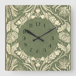 Art Nouveau Blume Blumenstrauß Quadratische Wanduhr