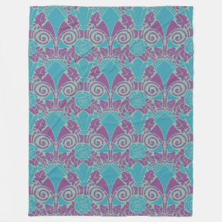 Art Nouveau Blumendesign mit blauen und violetten Fleecedecke