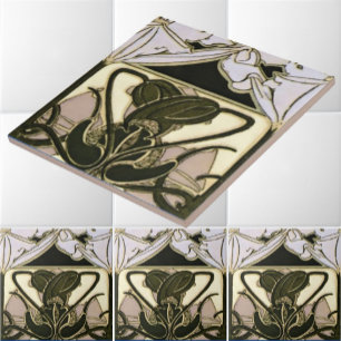 Art Nouveau Blumendesign von Alphonse Mucha aus de Fliese