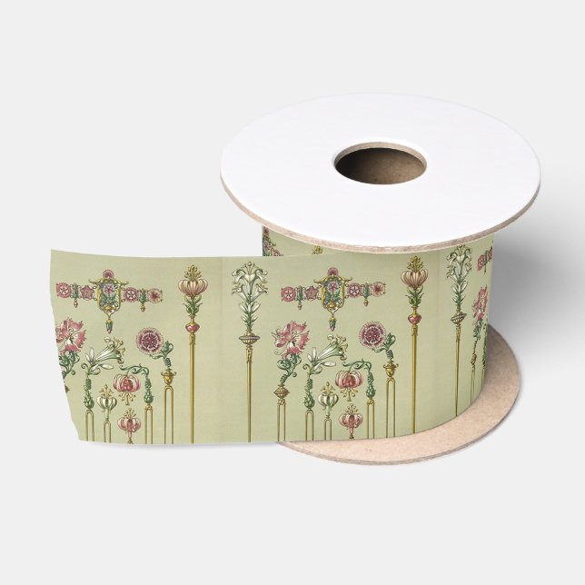 Art Nouveau Blumenhain Viktorianisches Juwel Satinband (Spule)
