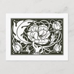 Art Nouveau Blumenillustration Postkarte