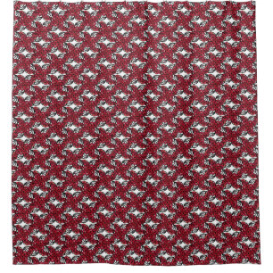 Art Nouveau Blumenmuster Rot und Schwarz Rose Desi Duschvorhang