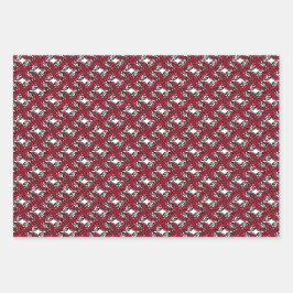 Art Nouveau Blumenmuster Rot und Schwarz Rose Desi Geschenkpapier Set