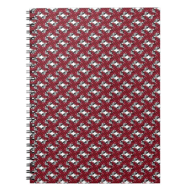 Art Nouveau Blumenmuster Rot und Schwarz Rose Desi Notizblock (Vorderseite)