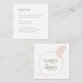 Art Nouveau Blush Butterfly Hochzeitsempfang Begleitkarte