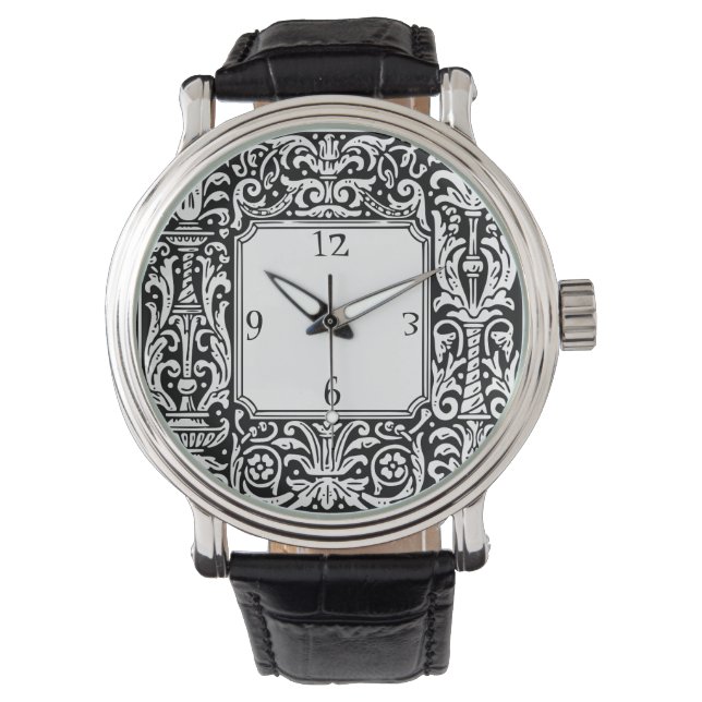 Art Nouveau Botanische Geometrische Grenzfläche Armbanduhr (Vorderseite)