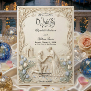 Art Nouveau Botanisches Weinranken-Hochzeitsangebo Einladung