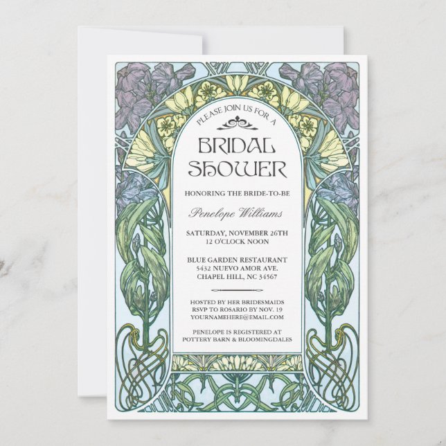 Art Nouveau Bridal Dusche Einladungen V.01 (Vorderseite)
