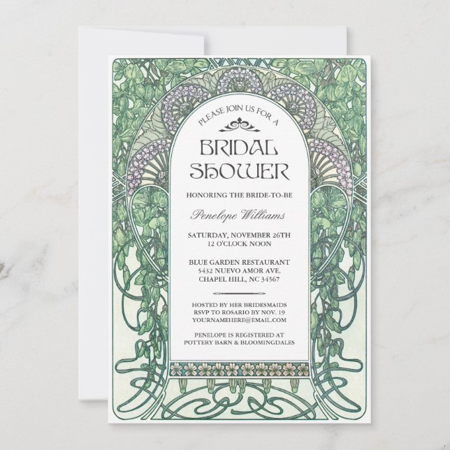 Art Nouveau Bridal Shower Einladungen V.05 (Vorderseite)