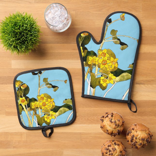 Art Nouveau Buttercups Ofenhandschuh & Topflappen-Set (Oben Unten)