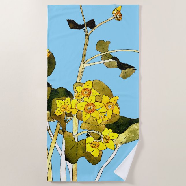 Art Nouveau Buttercups Strandtuch (Vorderseite)