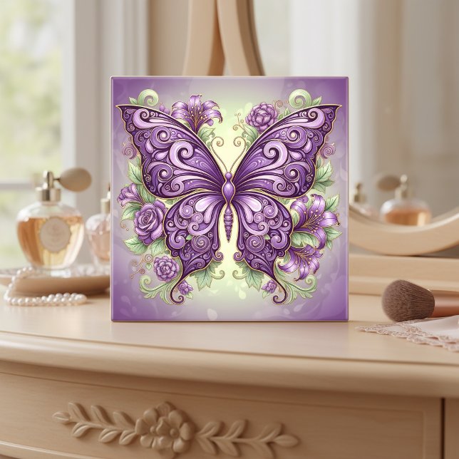 Art Nouveau Butterfly Pat#3 Wisteria ID1222 Fliese (Von Creator hochgeladen)