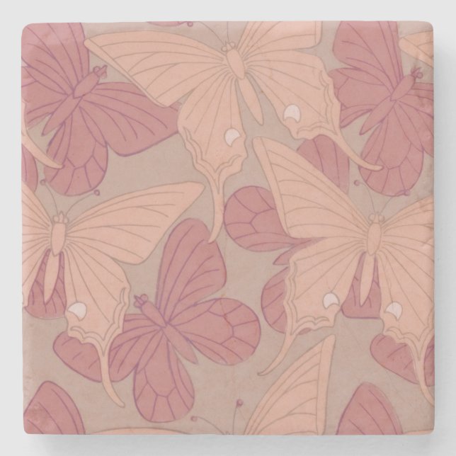 Art Nouveau Butterfly Steinuntersetzer (Vorderseite)