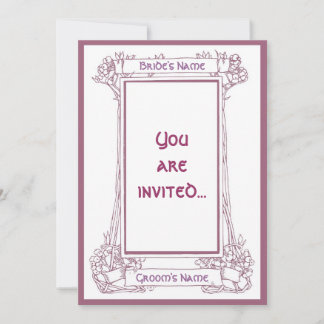 Art Nouveau Cadre Berry Invitation rose Élégante