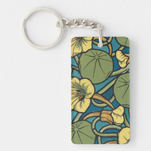 Art Nouveau Capucine Bleu Or floral Verneuil 