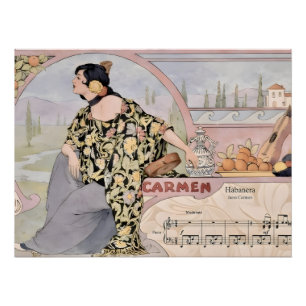 Art Nouveau Carmen Habanera Druck – Vintage Oper