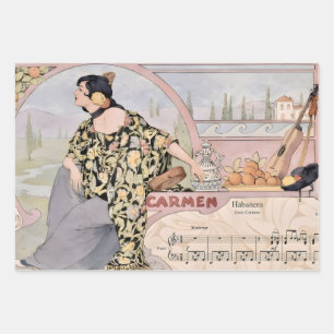 Art Nouveau Carmen Habanera Druck – Vintage Oper Geschenkpapier Set